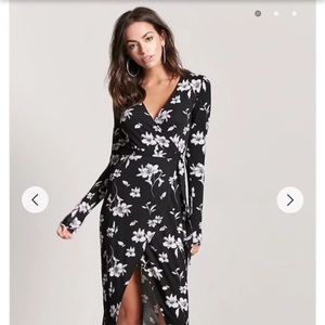 Floral Faux Wrap Tie Dress